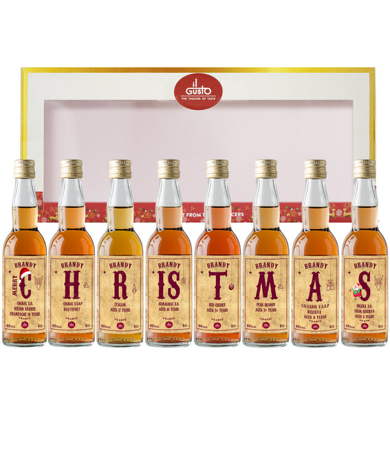 Christmas Gift - Premium Brandy Tasting Gift Set 40 ml (Pack of 8) Alc: 40%