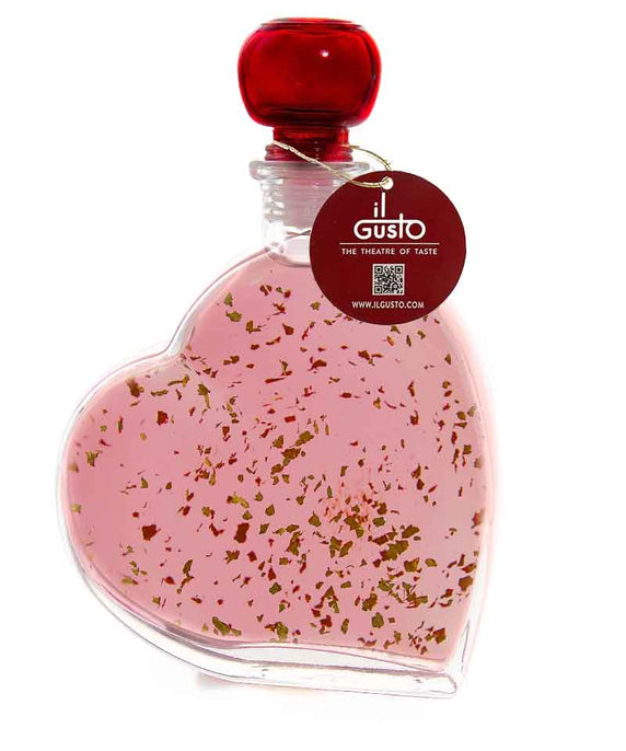 VODKA GIFT - PINK VODKA WITH 22 CARAT GOLD FLAKES IN PASSION HEART BOTTLE - 200ml - 18%