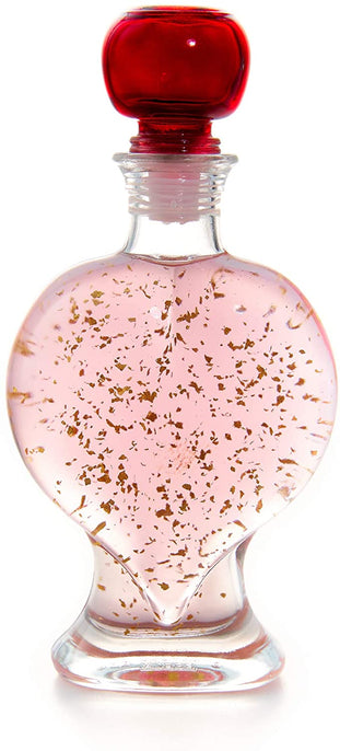 GIN GIFT - PINK GIN WITH 22 CARAT GOLD FLAKES IN HEART BOTTLE 500ml - 20%