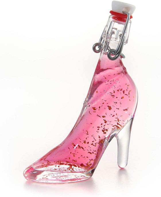 Vodka Gift - Lady Shoe Shaped Glass Bottle with 22 Carat Gold Flakes - 40ml - 36% (Pink Vodka)